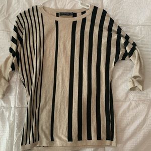 Thin striped sweater cream and black
